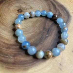 Blue Onyx 8mm stretch bracelet beaded bracelet 6.75” stretch crystal healing